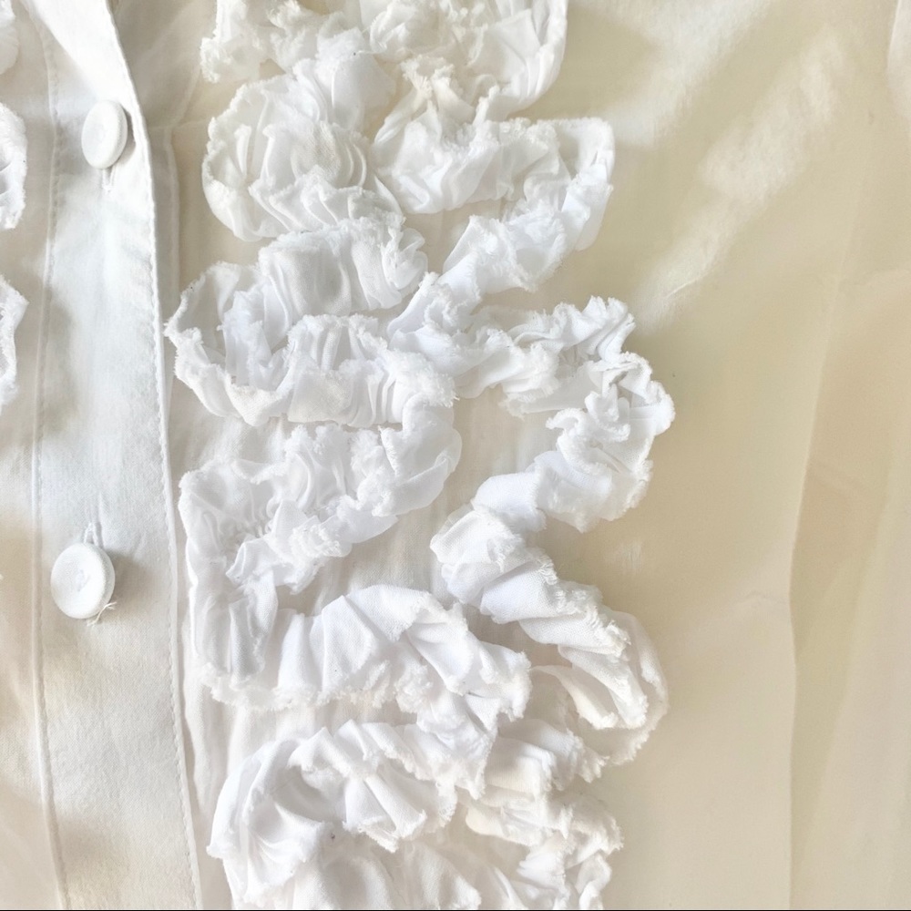 Loft Ruffle Shirt Long Sleeve Size X- Small - Picture 3 of 10